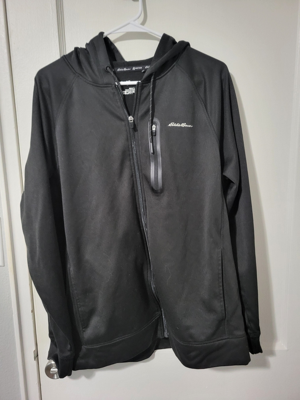 Eddie Bauer Black Lightweight Freedry Hooded Zip Jacket